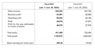 Rubricas financeiras em destaque  (milhões de ienes)